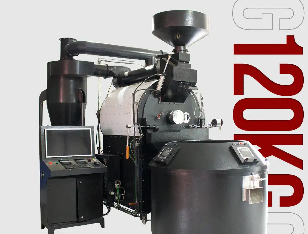 Máy rang cà phê công suất Double drum 120kg auto