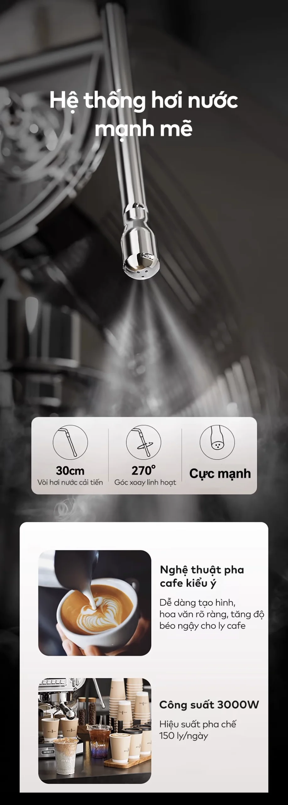 May Pha Ca P Espresso Winci Em58 Voi Hoi Nuoc