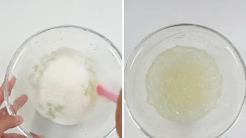Quy trình làm kem dừa sệt cho món chè dừa dầm cà phê bằng cách nấu cốt dừa với sữa đặc và bột bắp