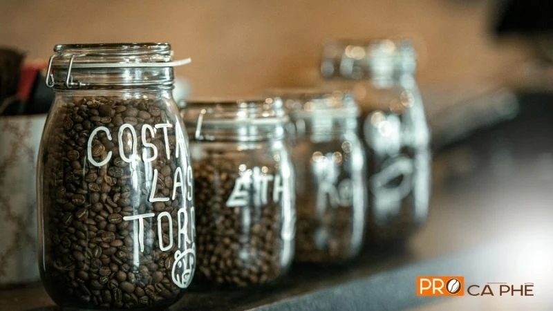 Ưu tiên hũ thủy tinh hoặc gốm sứ có nắp ron cao su để cách ly cà phê hoàn toàn với không khí.